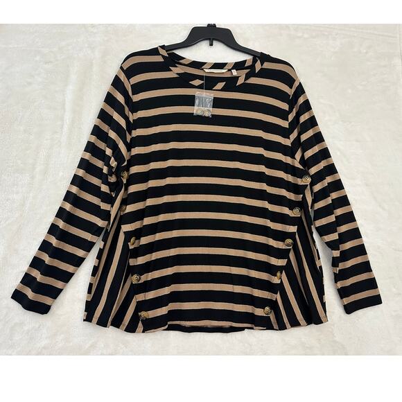 New Soft Surroundings Smooth Sailing Tee Tunic Top 2X Stripe - Picture 1 of 7